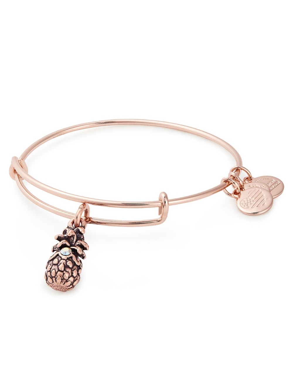 Alex and Ani Pineapple Charm Expandable Bangle Bracelet - Rose Gold